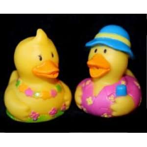  Set of 2 Mini Luau Rubber Ducks: Toys & Games