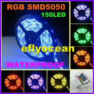 RGB Waterproof 5M 5050 Strip light 150 LED +24 Key IR Remote 