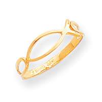 14 KARAT SOLID YELLOW GOLD POLISHED ICHTHUS FISH RING  