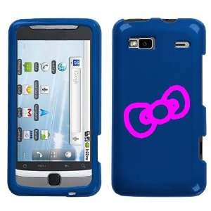  HTC G2 PINK BOW OUTLINE ON A BLUE HARD CASE COVER 