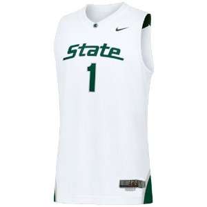  Nike Michigan State Spartans #1 White Twilled Basketball 