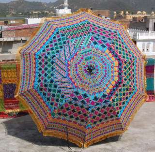   Garden Umbrella Hand Embroidery Vintage Patch decor Art India  