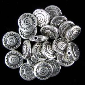    20 12mm silver plated pewter spacer coin beads