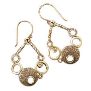  Bronze Circle Design Earrings Textured Hammered Jewelry
