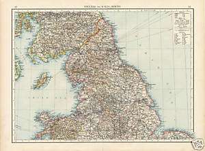 Antique Folio Map of Northern England and Wales. Nice  