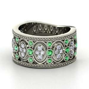 Renaissance Band, Palladium Ring with Emerald & Diamond