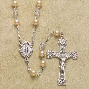  5mm Bead Imt. Pearl Rosary Rosaries with Sterling Silver 