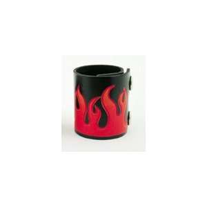    2.5 inch Leather Wristband   Red Flames Musical Instruments