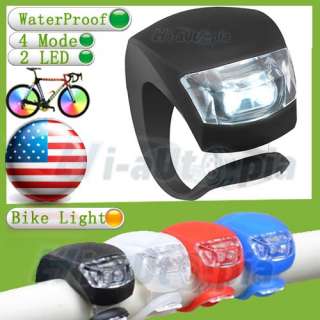 4PCS Black Silicone LED Bike Light Bicycle White Lamp Waterproof Head 