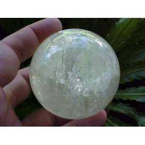   Gemqz Green Calcite Carved Sphere Inclusions  