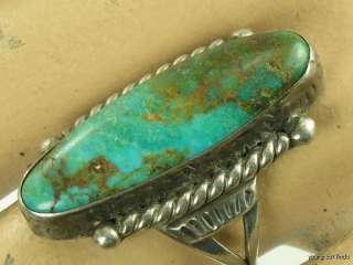 VINTAGE HAND MADE AMERICAN ISLETA INDIAN STERLING SILVER & TURQUOISE 