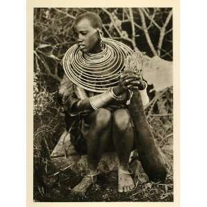  1935 Massai Woman Necklace East Africa Kenya Portrait 