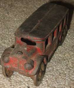 AWESOME ANTIQUE CAST IRON RED BUS  