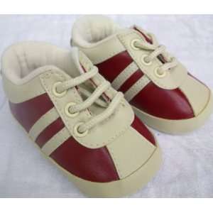  Baby Boy Size 2, Maroon and Tan Shoes with Laces Baby