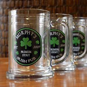  Personalized Irish Pub Beer Mugs (Set of 4): Kitchen 