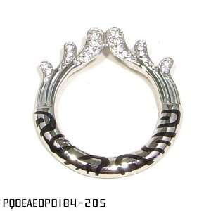 Italian Designer Style Zebra Prints Sterling Silver Pendant Necklace 