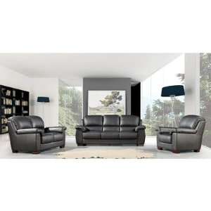   Piece Italian Top Grain Leather Sofa Set in Black: Home & Kitchen