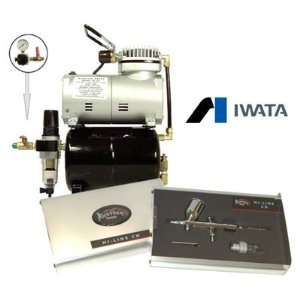  IWATA Kustom 9100 Airbrush Kit w/Mini Tank Compressor 