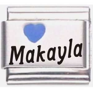  Makayla Dark Blue Heart Laser Name Italian Charm Link 