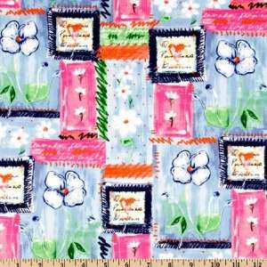  45 Wide Lyssa Pink/Light Blue Fabric By The Yard: Arts 