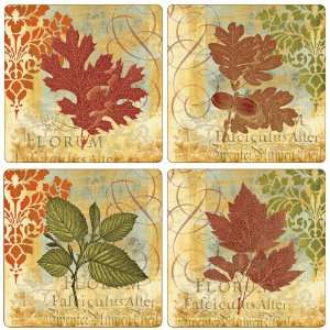  Hindostone Set of Four Leaf Mystique Stone Coasters