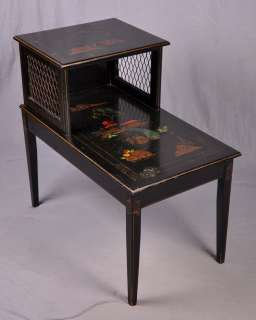 KATHERINE HENICK Black Lacquer 2 Level Side Table 1930s  