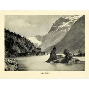 1936 Print Lake Loen Norway Mountain Island Coastal Landscape Natural 