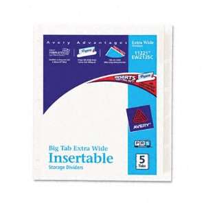Worksaver Big Tab White Paper Dividers, Extra Wide, 5 MulticolorTabs 