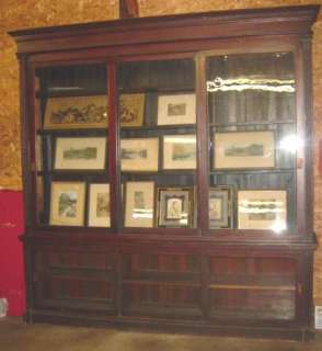 Late 1800s Orig Finish Mahogany 2 Pc Lg Store Cabinet  