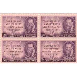Joseph Pulitzer Set of 4 x 3 Cent US Postage Stamps NEW Scot 946