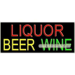 Liquor Beer Wine Neon Sign (13H x 32L x 3D):  Grocery 