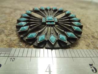 Vintage Turquoise 2 1/2 Metal Pin Pendant Charm St. Labre  