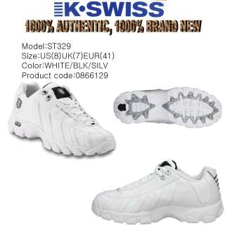 SWISS SHOES ST 329 WHITE SILVER ST329 MENS US 8  