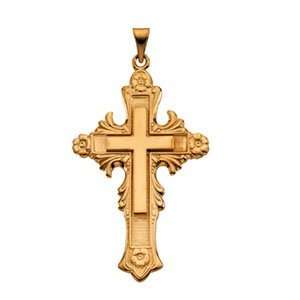  14K Gold Large Ornate Cross Pendant: Jewelry