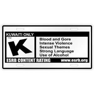  New  Kuwaiti Only / E S R B Parodie Kuwait License Plate 