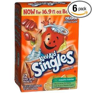 Kool Aid Singles(for 16.9 Ounce Bottles) Orange, 12 Count Packets 