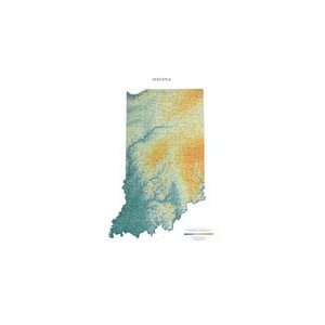  Indiana Topographic Wall Map by Raven Maps, Print on Paper 
