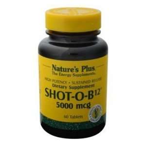  Natures Plus   Shot o b12, 5000 Mcg, 60 Tablets Health 