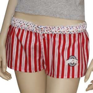   State Buckeyes Ladies Scarlet Marquis Stripes Fold Over Boxer Shorts