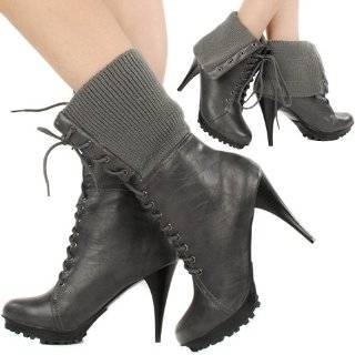  Danie10 2 Way Military Sweater Ankle Boots GRAY Explore 