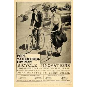  1904 Ad Pope Manufacturing Bicycle Innovations 2 Speed 
