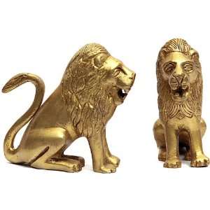  Lion Pair   Brass Sculpture