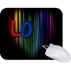  Rikki Knight® Neon Rainbow Love Heart Mouse Pad Mousepad 