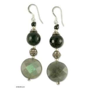  Onyx and labradorite dangle earrings, Equilibrium 