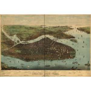 Historic Panoramic Map The city of greater New York /  Charles Hart 