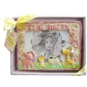    Baby Essentials Baby Pink Zoo Animals Resin Baby Photo Frame Baby