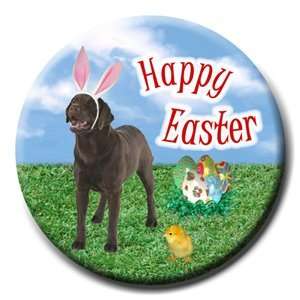  Labrador Retriever Happy Easter Pin Badge Button (Chocolate 