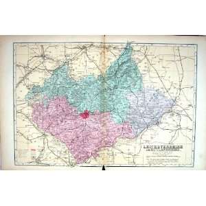   Map 1883 Leicestershire Rutlandshire Leicester England