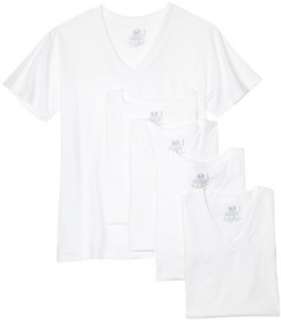  Fruit of the Loom Mens V Neck Tee 5 Pack: Clothing