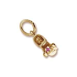  Baby Shoe July Birthstone Charm in Yellow Gold Jewelry